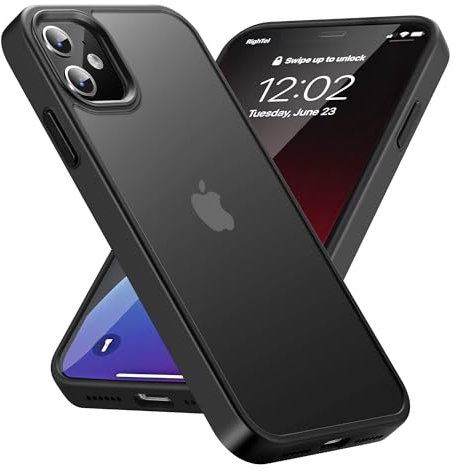 Yriklso Schutzhülle für iPhone 11, stoßfeste Hülle, Fallschutz in Militärqualität, schützende harte Rückseite, schlanke, durchscheinende Hülle für iPhone 11 6,1 Zoll, mattiertes Schwarz