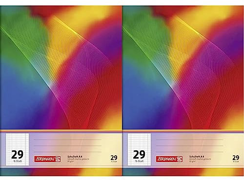 Brunnen 104492902 Schulheft A4 (16 Blatt, 5 x 9 mm rautiert, Lineatur 29) (Packung mit 2)