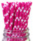 Berto Paper Straws 25pcs, Biodegradable Recyclable Drinking Straws for Wedding | Birthday Party Straws for Cocktail, Holiday, Coffee, Soda, Baby Shower Suppliers. (Pink with White Dots)