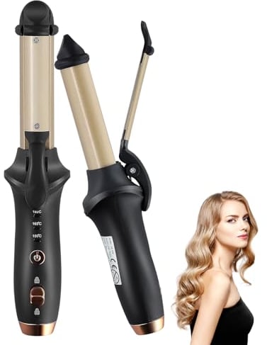 Cordless 2 in 1 Travel Mini Hair Curler and Straightener for Short Hair, Portable Curling Iron, Wireless Wand With 3 Temperature Heating, USB Chargeable