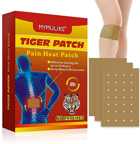 60 Count Tiger Patch, MYMULIKE Heat Patches for Neck and Shoulder, Warming Patches for Knee Patch Long Lasting