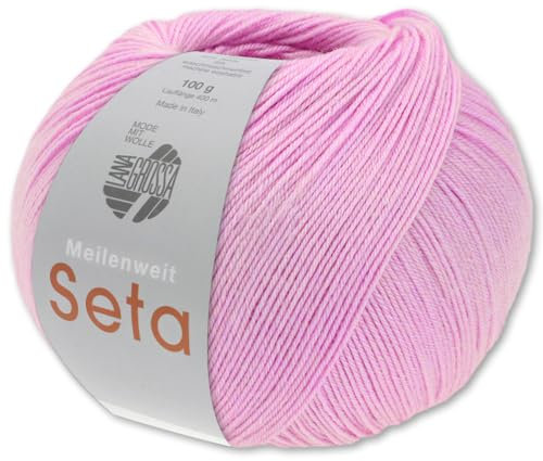 Frida's Wollhaus Lana Grossa 100 g Meilenweit 100 Seta Sockenwolle Merino Seide Garn 31 Farben (03 | Nelkenrose)