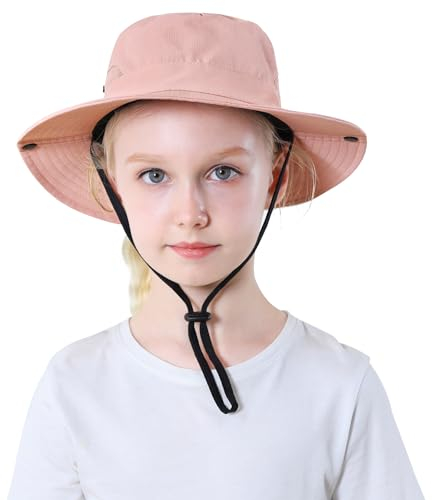 Durio Sonnenhut mädchen Kinder Sommerhut mädchen Guter Luftdurchlässigkeit - Praktisch für Mädchen mit Langen Haaren 5-12 Jahre