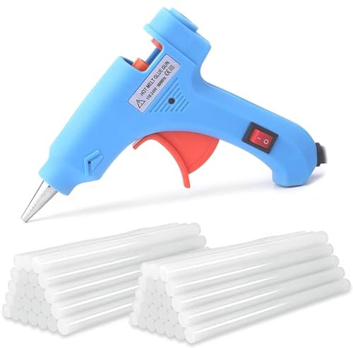 Hot Glue Gun, Mini Glue Gun for Crafting, 50pcs Glue Sticks, Fast Heating,for Kids Crafts,Christmas DIY,Card, Plastic, Fabric, Home Office Repairing,20W,Blue