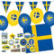 Deko-Set * SCHWEDEN * für Länderparty, Mottoparty und Event | 86 Teile mit Servietten + Konfetti + Wimpelkette + Luftballons | Party Deko Partydeko Fahne Flaggen (Schweden)