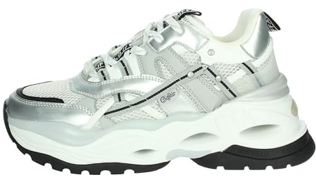 Buffalo Turnschuhe Triplet Hollow Silber -Plattformhöhe 7cm
