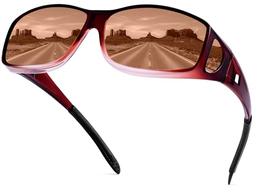 URUMQI Fit Over Glasses Sunglasses Womens Men with UV400 Protection, Anti Glare Sunglasses Over Glasses, Polarised Wrap Around Sun Glasses Suitable for Daily Wear & Outdoor