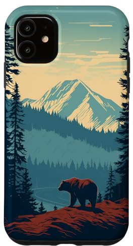 Grizzly Bär Berge Wandern Camping Wanderer Camper Hülle für iPhone 11