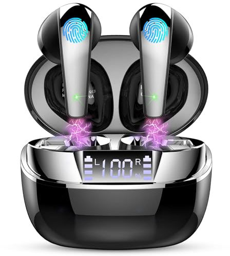 Drsaec Auriculares Bluetooth 5.3 Con HiFi Estéreo Driver Dinámico, 4 ENC Mic Cancelación Ruido, Inalámbricos IP7 Impermeable USB-C Touch