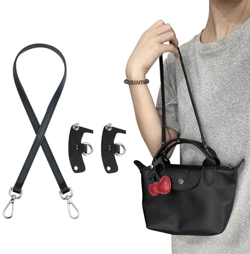 longchamp Schultergurt,Geldbörse Riemen Crossbody Verstellbarer Ersatz für Long Champ Le Pliage Original Mini Pouch Strap (Schwarz-B)