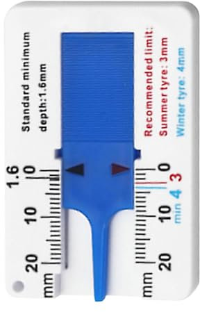 Strumento per misurare la profondità del battistrada, misuratore di profondità del pneumatico | Manometro per pneumatici da 0-20 mm - Calibro portatile, strumento di misurazione accurato della profond