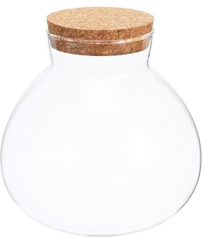 DOITOOL Round Glass Jar Terrarium Container Succulent Plant Terrarium Buds Vase Message Wishes Bottle with Cork Lid Candy Jar Glass Planter for Fern Moss Succulent Air Plants