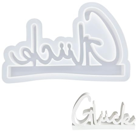 XQMMGO Silikonformen Gießformen Deko-Formen, Giessformen Silikon, DIY Harz Gießform Kerzenhalter, Bastelbeton, Silikonformen Buchstaben (Glück)