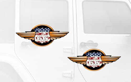 US Route Aufkleber auch für Motorrad und Helmaufkleber geeignet (RMPw8) (2 Stück 5x1,4cm Wing)