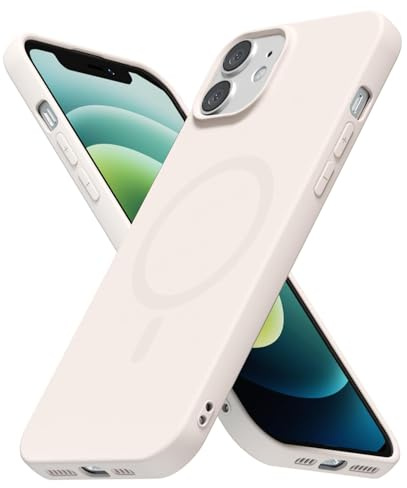LoeoeL for iPhone 12/12 Pro Case Silicone Mag Safe, Compatible with Magsafe Ultra Slim Thin Magnetic Phone Case for Women Girls, Soft Rubber Gel Matte TPU Solid Color Minimalist Cover, Beige Cream