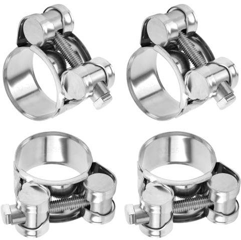 Moto Collier de Serrage Tuyau d'échappement 4Pcs Colliers de Manchon Echappement en Acier Inoxydable pour Famille Turbines Tuyaux de Drainage Raccord Bateaux Camions de Construction (32-35mm)