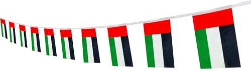 UAE-Banner-Flagge, 14 x 21 cm, Party-Dekoration für drinnen und draußen, 4,8 m, 20 Mini-Flaggen.