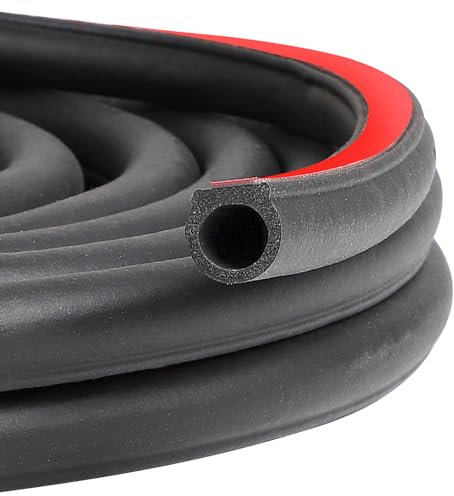 EFUTURETIME 12M Goma para Puertas de Coche 14mm X 14mm, Tira de Sellado Junta de Goma Autoadhesiva en Forma de D Impermeable Apta para Caravanas, Furgonetas, Coches y Todoterrenos