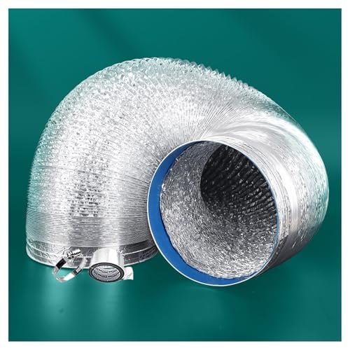 Flexible Aluminum Ducting Hose Flex Air Stretch Aluminum Foil Ducting Dryer Vent Hose for Tumble Drier, Cooker Hood, Extractor Fan, Silver, with 1 Clamps and 1 Tape(3.0m,120mm)