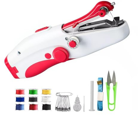 WANSUPYIN Kit per macchina da cucire portatile, cucitrice manuale a mano elettrica piccola macchina da cucire facile
