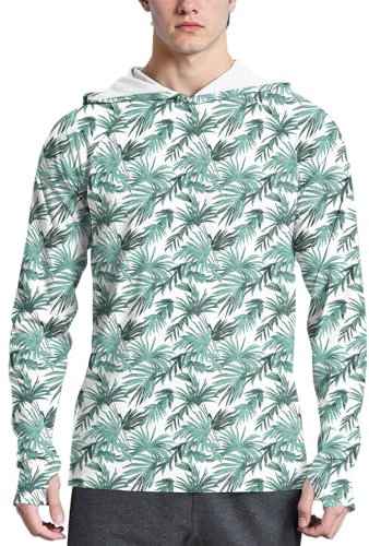 UV Shirt Herren UPF 50+ UV Schutz Sport Kapuzenpullover mit Maske Eisseide Cool Atmungsaktiv Funktionsshirt Leicht Longsleeve Shirt mit Maske Rashguard Top für Outdoor Freizeit(#E Mint Green,S)