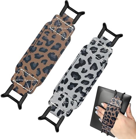 CHENNAN 2 Stück Halteband Tablet Fingerhalterung Handschlaufe für 6-8 eReaders Fire Tablet Sicherer Rutschfester Lesezubehör Elastisches Halteband für E-Book, Leicht und Tragbar (Braun + Grau)
