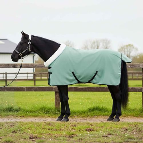Runheo Couverture Équine Aqua Complet en Fleece Polaire Résistante au Vent, et Respirante pour Chevaux Exterieur, Poney, Poulain, Jument, Ecurie, Prairie, Paddock