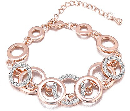 Bracciale per donna, anelli Bracciale a catena per ragazze Bracciale in oro e argento placcato braccialetto Coppie Friends Bracciale rigido con cristallo (Oro rosa)