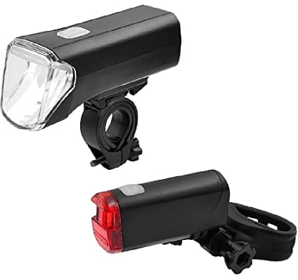 Fischer Bicycle Lighting Set 70/30/15 Lux, Battery Light Set, Front and Rear Light, 3 Light Functions, Splash Protection According to IP44, StVZO Approved