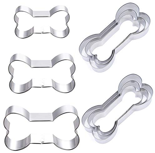 SourceTon - Set di 9 formine per biscotti a forma di osso di cane, in acciaio inox, dimensioni assortite, per biscotti fatti in casa