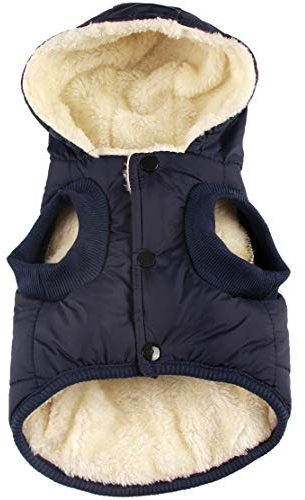 JoyDaog Warmes Fleece Hund Hoodie im Winter, kleine Hundejacke Welpe Mäntel mit Kapuze (Blau XS)