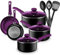 Chef's Star Lot de 11 casseroles et poêles anti-adhésives 100 % sans APEO, PFOA et PFOS Violet
