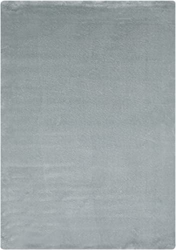 andiamo Teppich Lambskin - Kunstfell - flauschiger Teppich Schlafzimmer - geeignet als Bettvorleger Schlafzimmer oder als Fellteppich Wohnzimmer - Lammfellimitat pflegeleicht 120 x 170 cm hellgrau