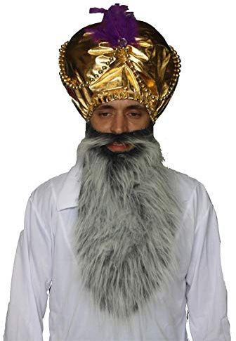 The Dragons Den Sultan Jafar Indischer goldener Turban & Bart Bollywood Kostüm-Set