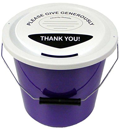 6 Charity Money Collection Buckets 5 litres - Purple