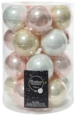 Weihnachtskugeln Glas 6cm x 20 Stück Christbaumkugeln Mix hellrosa champagner pink altrosa perle