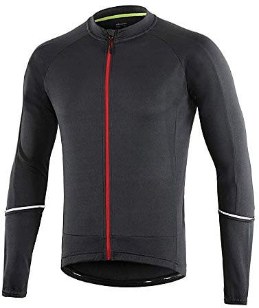 Dooy Men's Cycling Bike Jersey Short Sleeves Biking Running Shirts 3+1 Pockets, Breathable Quick Dry MTB Shirt (Red and Black, L)