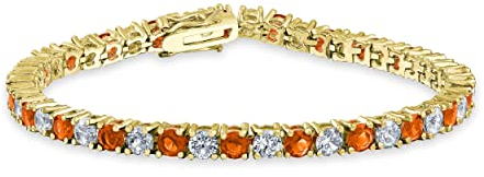 Bling Jewelry Rot Weiß Abwechselnd Simuliert Rubin Runde Kubischer Zirkon 12,00 Ct 4 Prong Korb Set Solitär AAA Cz Tennis Armband Für Frauen Abschlussball Braut 14K Gold Vergoldet 7,5 Zoll