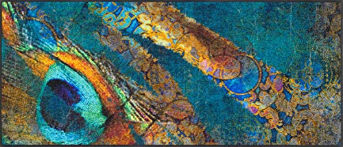 Wash+Dry Exotic Pavo Door Mat, 60 x 140 cm, Washable for Indoor and Outdoor Use