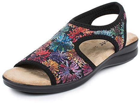 Aerosoft Sandales stretch 05 pour femme, extra légères et élastiques (fleur noire, 38)