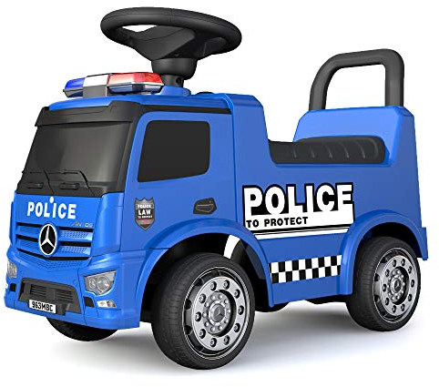 TURBO CHALLENGE - Mercedes Antos Polizei - Lauflernhilfe - 119205 - Freilauf - Blau - Max. 25 kg - Kunststoff - Batterien Nicht enthalten - Kinderspielzeug - Geschenk - Ab 12 Monaten