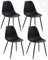 KAYELLES Lot de 4 chaises de Cuisine Noires Design Contemporain, siège Plastique Souple, Pieds métal Nova (Noir)