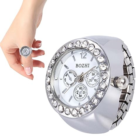 Teksome Fingeruhren für Damen | Runde Vintage Fingeruhr | Präziser Uhrenring, runder Uhrenring für Männer und Frauen, Schmuckgeschenke