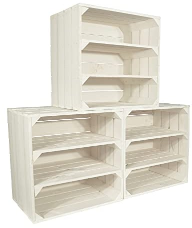CHICCIE 3 Set Weinregal Wino aus Holz - Weiß 2x Regal Holzkiste