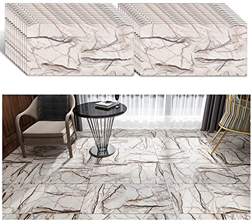 VEELIKE 24 Stück 60cm x 30cm Marmor Vinyl Fliesen Selbstklebend PVC Bodenbelag Garage Vinylboden Fliesenoptik Grau Bodenfliesen Selbstklebend Fliesenaufkleber Boden Badezimmer Wohnzimmer Abnehmbar