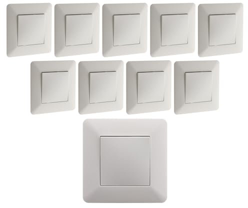 Lot de 10 interrupteurs Va & Vient 10A Blanc - Artezo