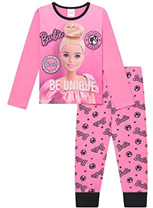 Barbie Ensemble de pyjama pour fille de 3 à 10 ans, produit officiel, rose, 6-7 Years