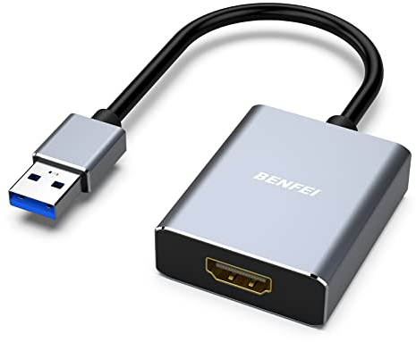 BENFEI Adaptateur USB 3.0 vers HDMI, USB 3.0 vers HDMI mâle vers Femelle pour Windows 11, Windows 10, Windows 8.1, Windows 8, Windows 7 (Pas pour Mac)