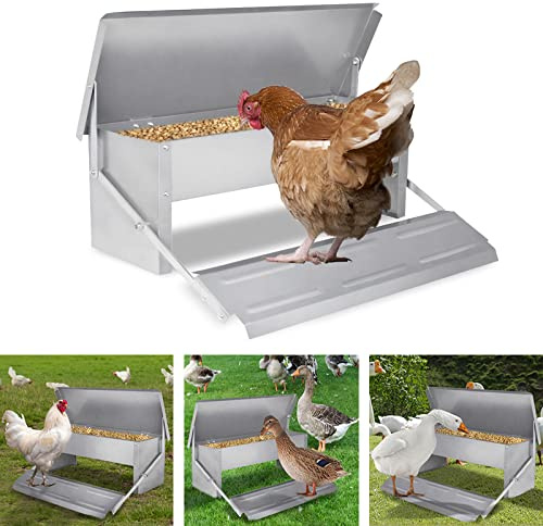 HENGMEI Futterautomat Feedomatic Futterspender mit Trittplatte für 5 kg Futter, futtertrog hühner für Hühner, Enten, Puten, Gänse