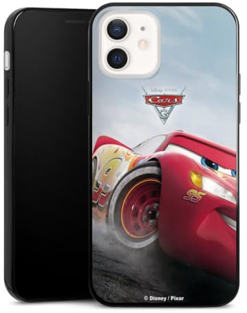Slim Case extra dünn kompatibel mit Apple iPhone 12 Silikon Handyhülle schwarz Hülle Lightning McQueen 95 Offizielles Lizenzprodukt Cars